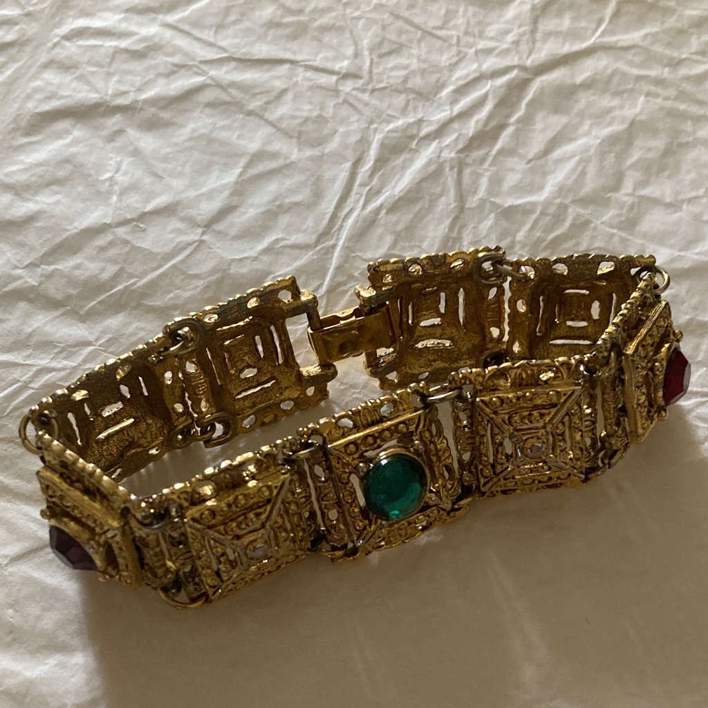 Elegant Gold And Green Bracelet